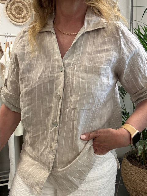 Linnen bloes met strepen