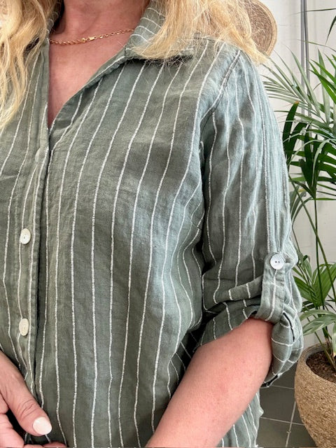 Linnen bloes met strepen