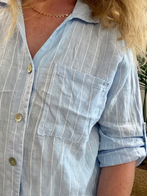 Linnen bloes met strepen