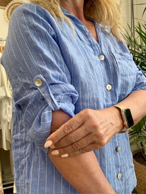 Linnen bloes met strepen