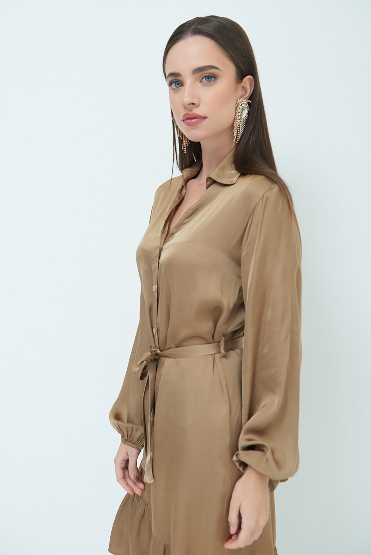 Midi kleed in satijnglans