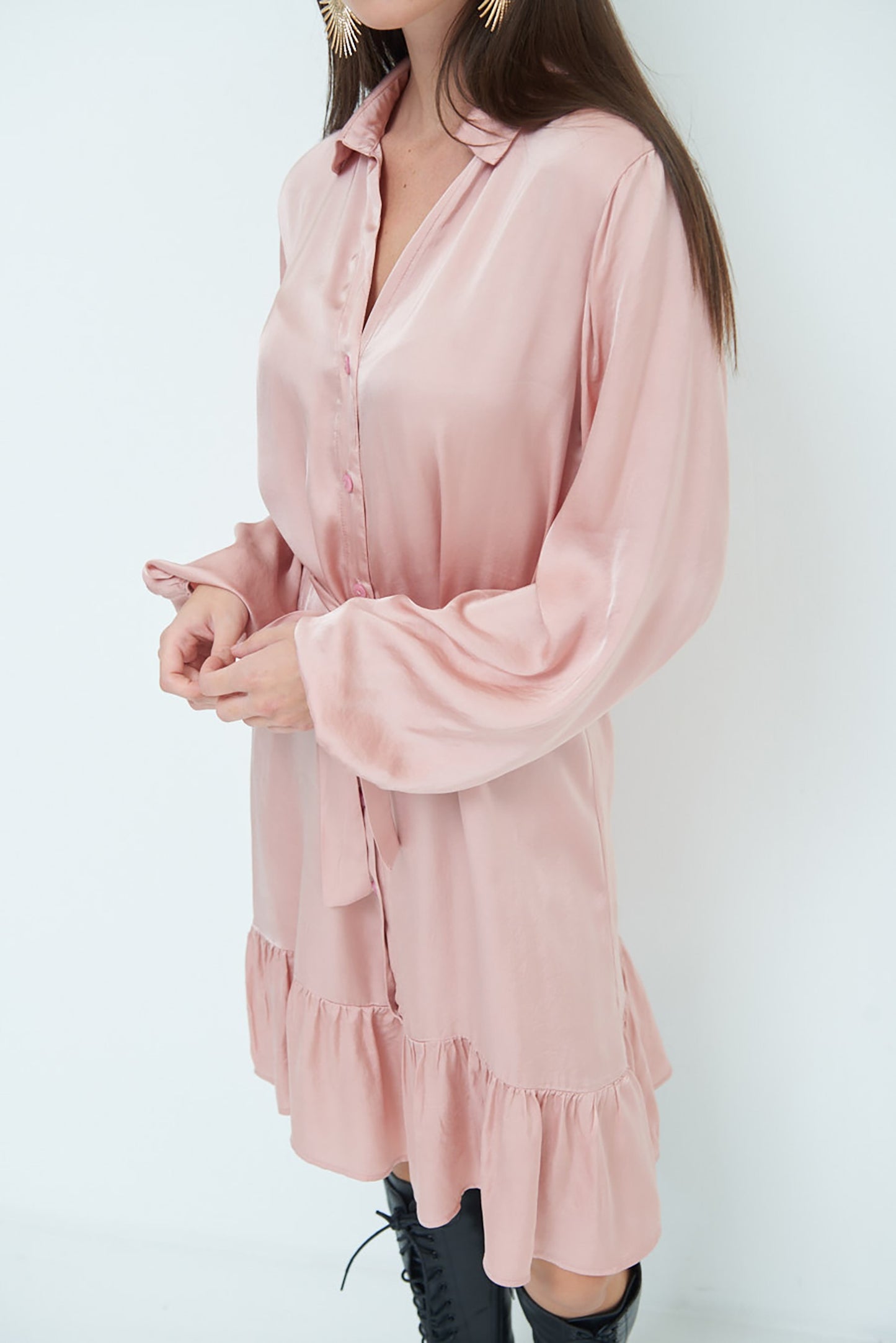 Midi kleed in satijnglans